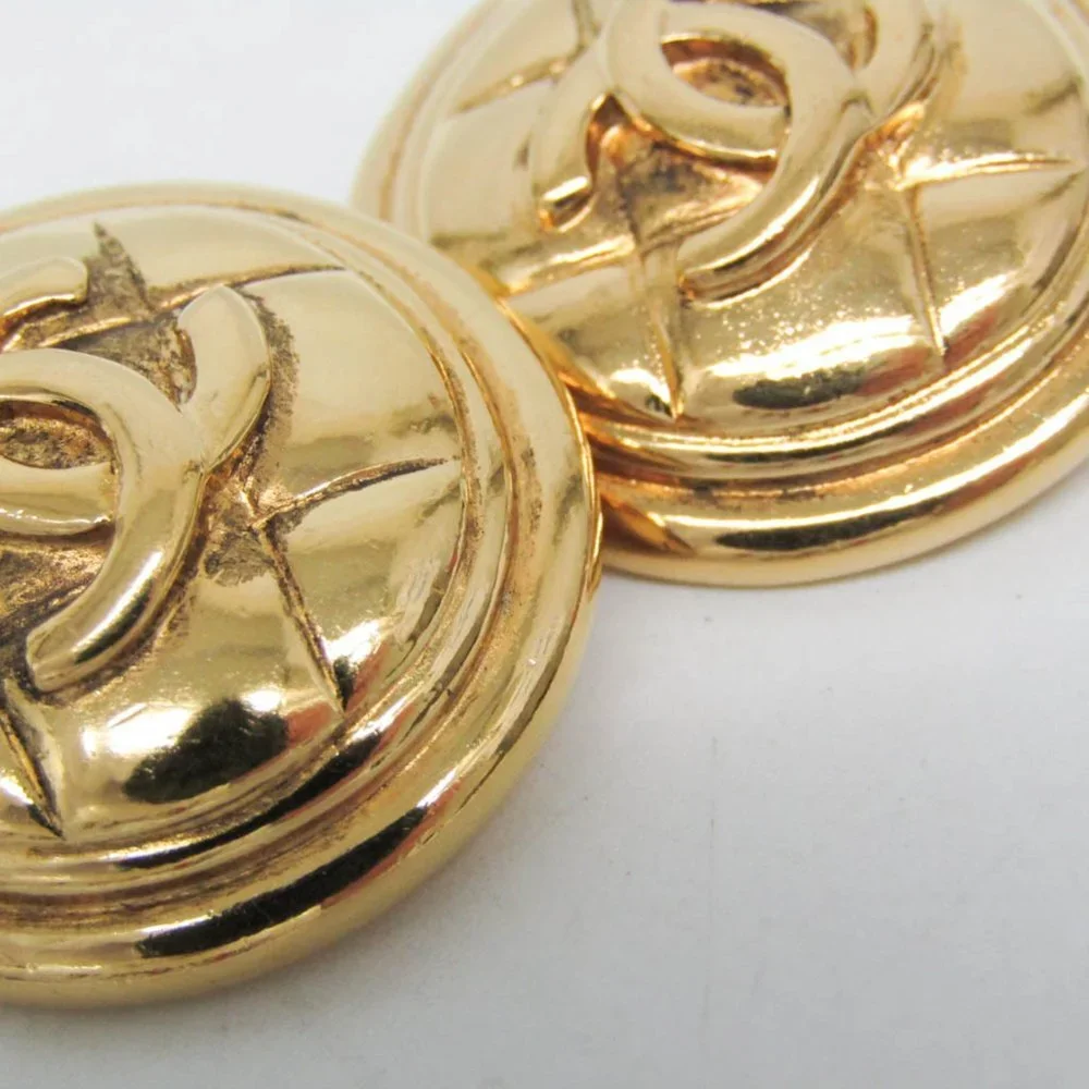 CHANEL Vintage Gold Logo Earrings